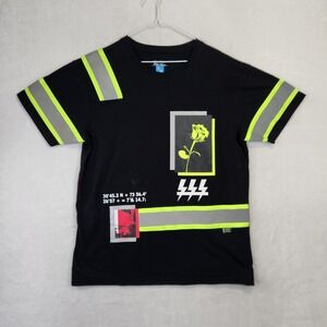 Bleecker & Mercer Mens XL Black Reflective Streetwear Rose Graphic T-Shirt